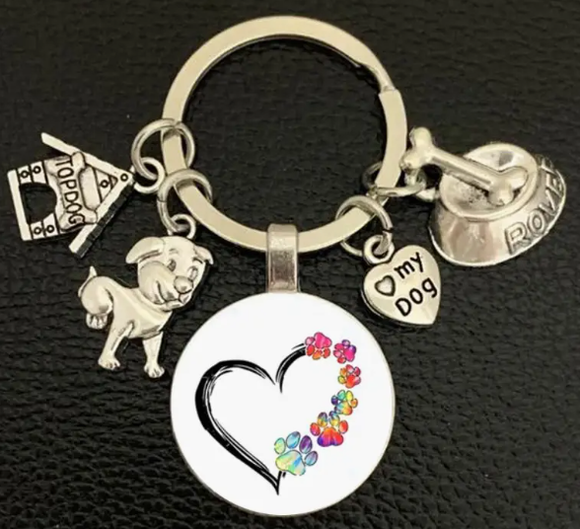 Keyrings - Eternal Heart with paws and charms