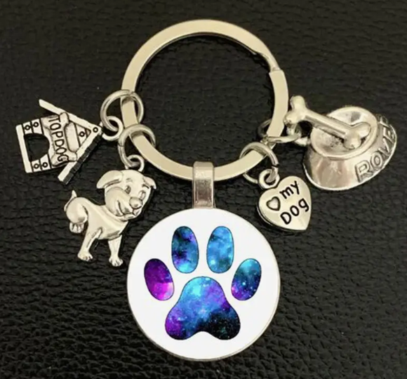 Keyrings - Paw Print with Charms